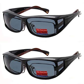 2 Pair Polarized Fit Over Wear Over Prescription Glasses Lens Cover Sunglasses