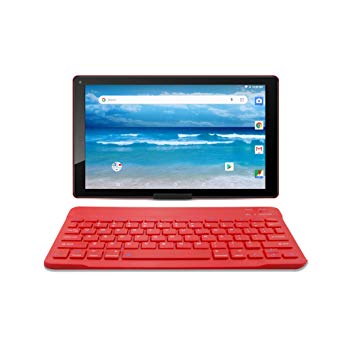 10.1 inch Android 8.1 Oreo HD Tablet by Azpen, GMS Google Certified, Bonus- Bluetooth Keyboard, Case and Stand Included (RED)