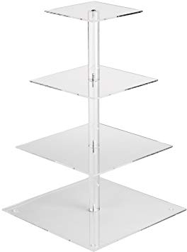 YestBuy 4 Tier Maypole Square Wedding Party Tree Tower Acrylic Cupcake Display Stand (18.7 Inches) …