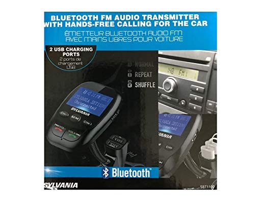 Sylvania, Bluetooth FM Audio Transmitter, Hands-Free for Car, Black, (SBT1100)