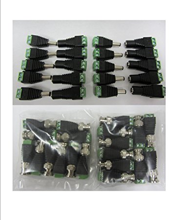 (10) Sets CAT5 TO BNC Passive Video and Power Balun Transceiver