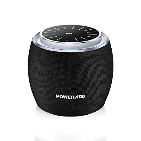 Poweradd Dee-G Mini,Super-Portable Bluetooth/Wireless Speakers,Rotating Volume Knob,Full Range Sound,Fabricated Exterior,5W Speakers,33-Foot Bluetooth Range,8 Hours Playtime,Built-in Mic,Black