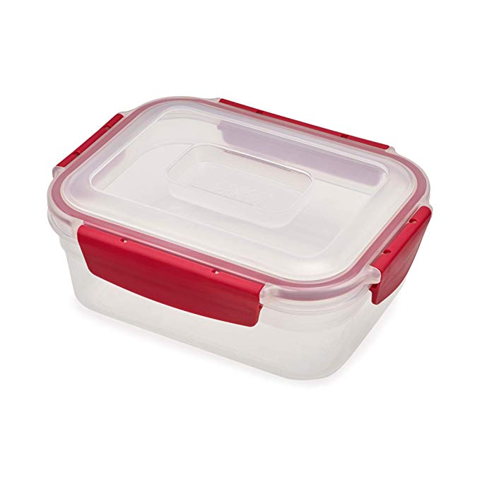 Joseph Joseph 81092 Nest Lock Plastic Food Storage Container with Lockable Airtight Leakproof Lid, 37 ounces, Red