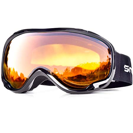 Snowledge Ski Snowboard Goggles with UV400 Protection, OTG Skiing Snowboarding Goggles of Dual Lens with Anti Fog for Men, Women,Helmet Compatible