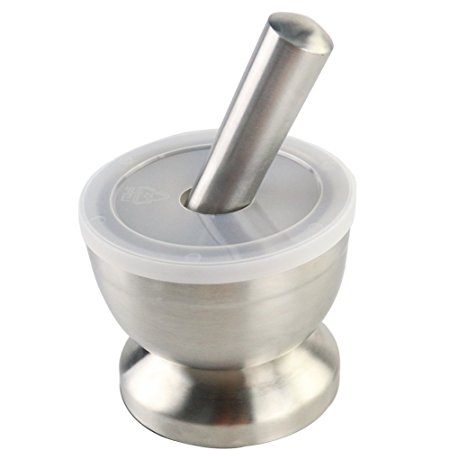 KLAREN Mortar and Pestle,Stainless Steel Tool (with Lid)