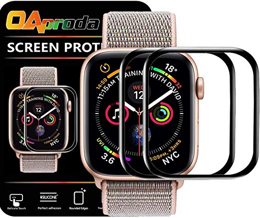 OAproda 2 Pack Screen Protector for Apple Watch Series 4/Series 5 40mm [Full Coverage Easy Install] Bubble-Free High Transparency Protector Film with Installation Frame