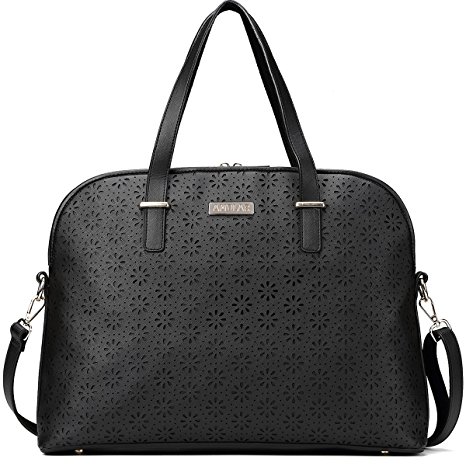 Leather Laptop Bag for Women, Laptop Tote Satchel Bag, Women Tablet Handbag Shoulder Bag Briefcase for Business Work Travel