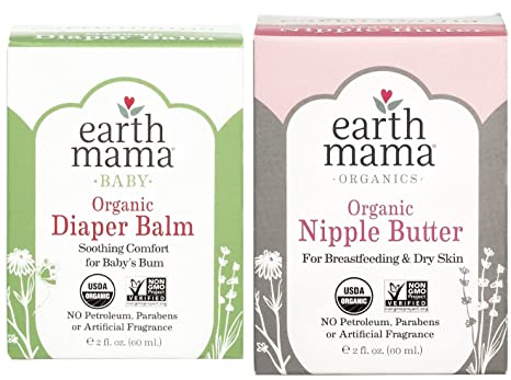 Earth Mama Angel Baby Bundle - 2 Items: 2 Ounce Natural Nipple Butter & 2 Ounce Angel Baby Bottom Balm