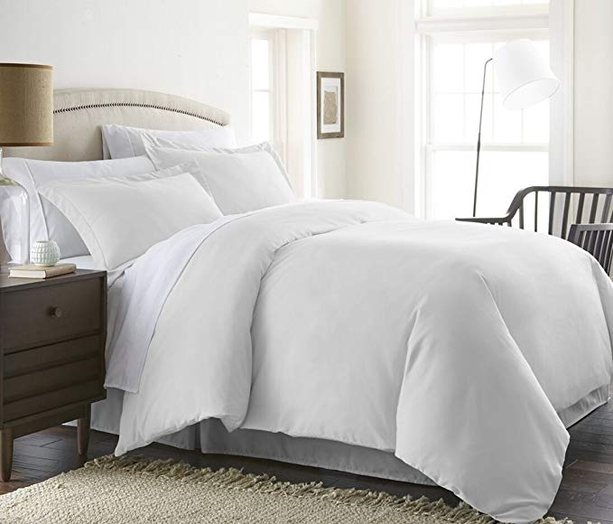 Bed Alter 3 Piece Duvet Cover Set 400 Thread Count Luxurious 100% Egyptian Cotton (1 Duvet Cover with Zipper Closure 2 Pillowshams) by Solid (White, Twin-XL)