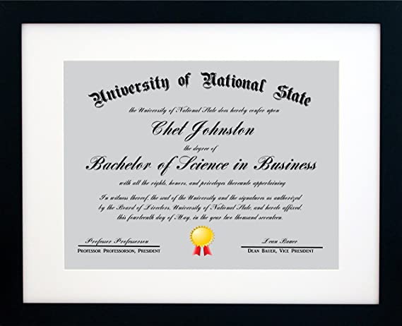 11x14 Black Certificate Document Frame Mat to 8.5x11 - Wide Molding - Includes Attached Hanging Hardware and Desktop Easel - Display Certificates, Documents, Diploma, an 11 x 14 or 8.5 x 11 Inch Photo