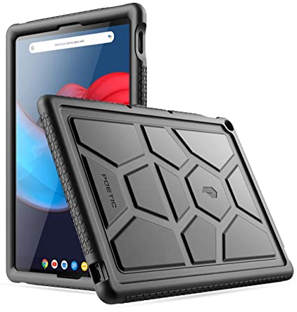 Poetic TurtleSkin Series Designed for Google Pixel Slate 12.3 Inch case, Heavy Duty Shockproof Kids Friendly Silicone Bumper Protective Case Cover, Black