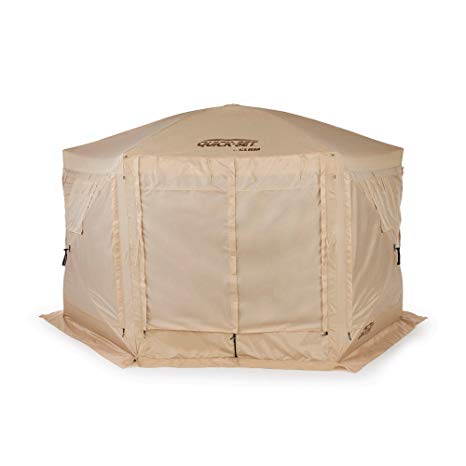 Quick Set Clam Pavilion Portable Camping Outdoor Gazebo Canopy Shelter, Tan