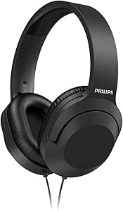 PHILIPS Audio H2005BK/00 Over-Ear Stereo Headphones Wired (2 m Cable, 40 mm Neodymium Drivers, Passive Noise Isolation, Adjustable Headband, Lightweight) Black