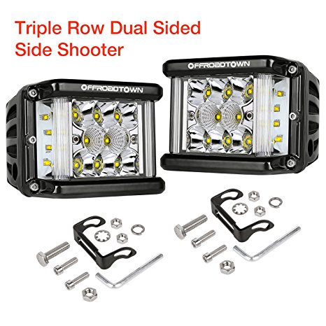 Side Shooter LED Lights Offroad Town 2pcs 4'' 96W LED Pods Off Road Driving Light Spot Flood Combo Fog Lights Waterproof LED Cubes for Truck Jeep Motorcycle Pickup Boat