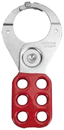 Master Lock Lockout Hasp with Vinyl Coated Handle and Locking Tabs, 1-1/2" Inside Jaw Diameter