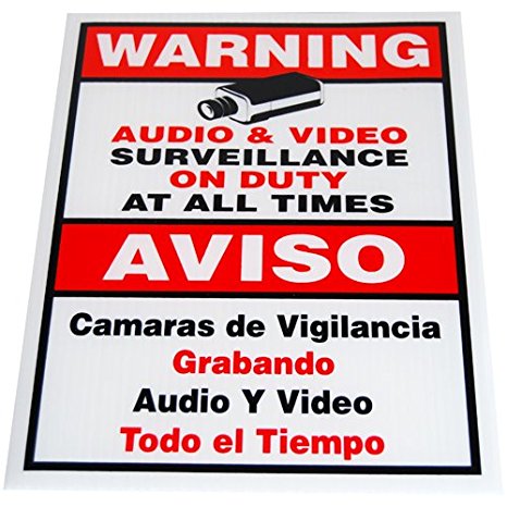 GW Security 18 x 12 Inches Warning Security Sign for CCTV Security Camera Surveillance Video System