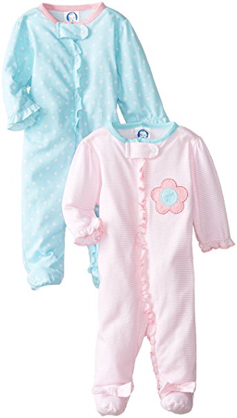 Gerber Baby Girls' 2 Pack Zip Front Sleep 'N Play