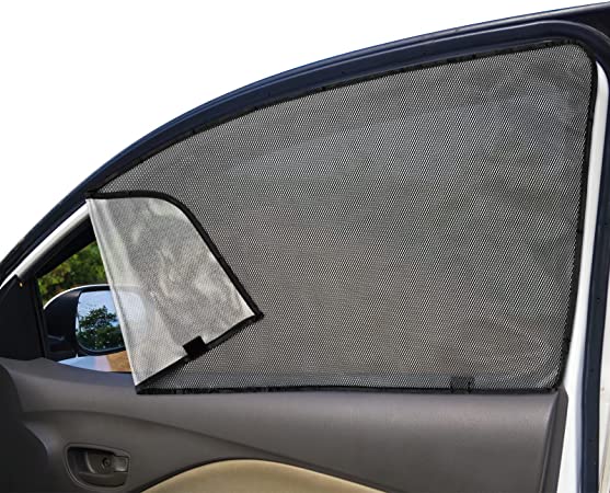 Car Side Window Sun Shades, Fetanten 2023 Upgrade Front Seat Baby Window Shades with Magnetic Protection from Sun Heat and UV Window Mesh Screen for Privacy Blackout, Breastfeeding (2 PCS)