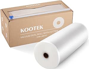 Kootek 11" x 150' Vacuum Sealer Bags Roll for Food with Cutter Dispenser, Commercial Grade Vacuum Seal Bags, BPA Free, Customized Size Food Bags for Storage, Meal Prep and Sous Vide