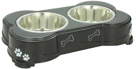 Loving Pets Dolce Diner Dog, 2 Bowl Set, Medium, 1 Quart, Espresso