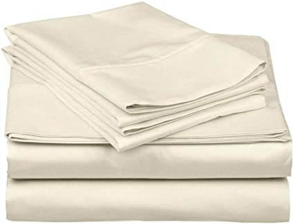 4 PC Bedding Sheet Set 6-10" Deep Pocket 400 TC 100% Cotton for RV- Trucks, Campers, Airstream, Bus, Boat and motorhomes Easy to fit in RV-Mattress Ivory Solid (60 x 75) RV Short Queen