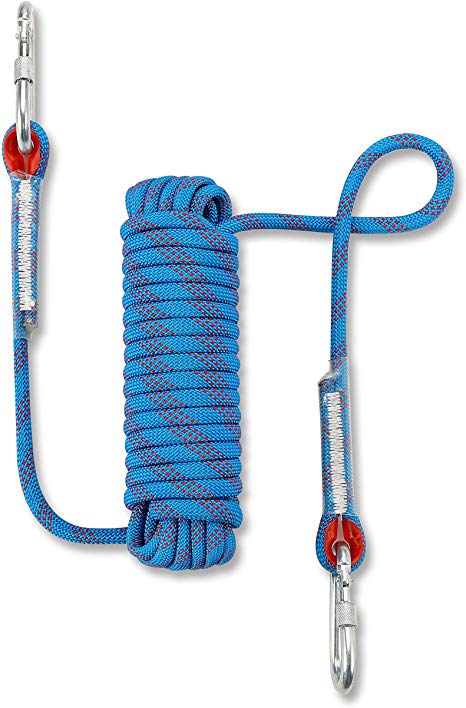 NIECOR 12 MM Outdoor Static Rock Climbing Rope,High Strength Accessory Fire Escape Safety Rappelling Rope 32ft,49ft,64ft,98ft