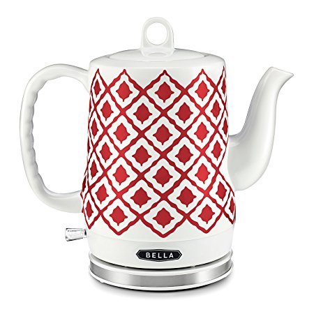 BELLA 1.2L Electric Ceramic Tea Kettle with detachable base and boil dry protection