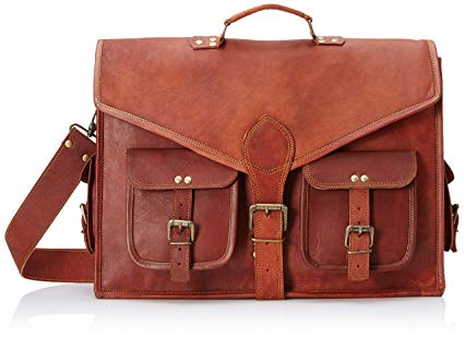 18 Inch Rustic Vintage Leather Messenger Bag Leather Laptop Bag Men's Leather Briefcase Satchel Bag