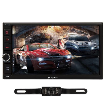 Pumpkin Quad Core 7 inch 2 DIN Universal Android 44 Car Stereo Radio HD 1024600 Muti-touch Screen GPS Navigation Without DVD Player Support WIFI3GBluetoothOBD2DVRMirror Link with Backup Camera