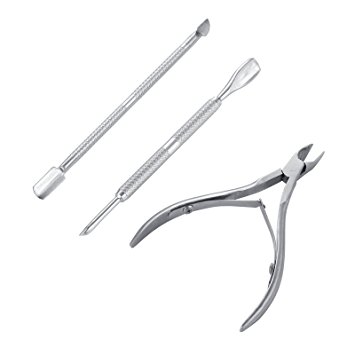 Nail Cuticle Spoon Pusher Remover Nail Cut Tool Pedicure Manicure Set. Pocket Nail Cuticle Nipper Pack Contains Nail Trimmer, Pack of 3 Doutless Bay