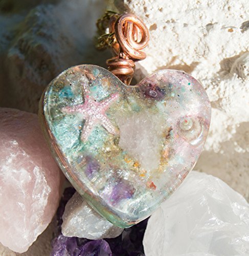Mermaid Heart crystalline Orgone Necklace - Life Force Generator Pendant - Attuned with Solfeggio Healing Frequencies 528hz