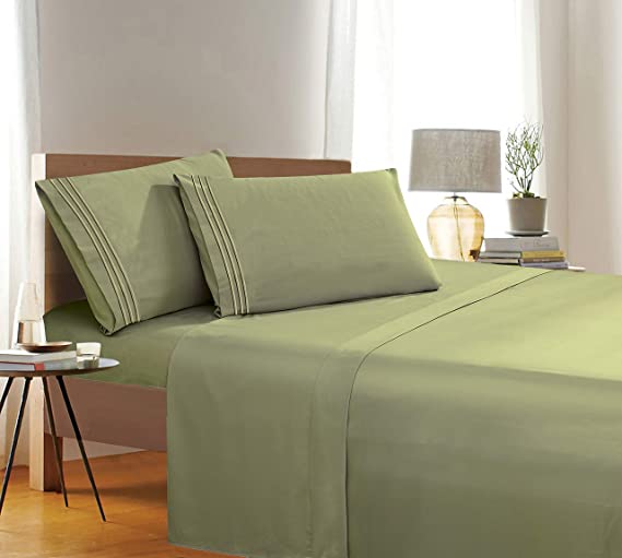 1500 Thread Count Wrinkle & Fade Resistant Egyptian Quality 4-Piece Bed Sheet Set Ultra Soft Luxurious Bed Sheet Set Includes Flat Sheet, Fitted Sheet and 2 Pillowcases