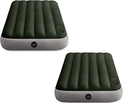 Intex Dura-Beam Standard Series Downy Portable Inflatable Airbed with Built-In Foot Pump, Twin Size (2 Pack)