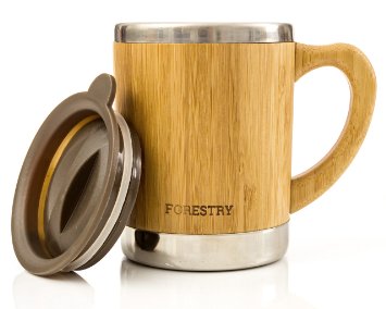 Stainless Steel and Bamboo Insulated Mug