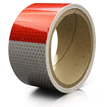 PerfecTech DOT-C2 2" X 10' Red/White Reflective Tape Conspicuity DOT Warning Safety Stickers Roll Strip 3m