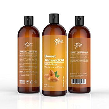 SWEET ALMOND OIL - 100% Pure and Natural Cold pressed massage Sweet Almond Oil For your face, scalp and hair (BIG 16 FL.OZ) -