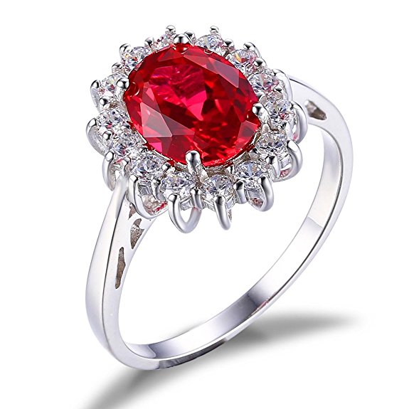 Jewelrypalace Kate Middleton's Princess 2.1ct Ruby Engagement Ring 925 Sterling Silver