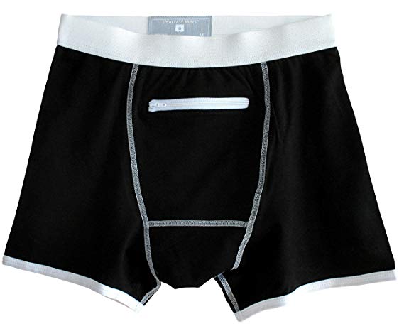 Speakeasy Briefs Men's Stash Underwear with a Secret Front Pocket, Small, Black
