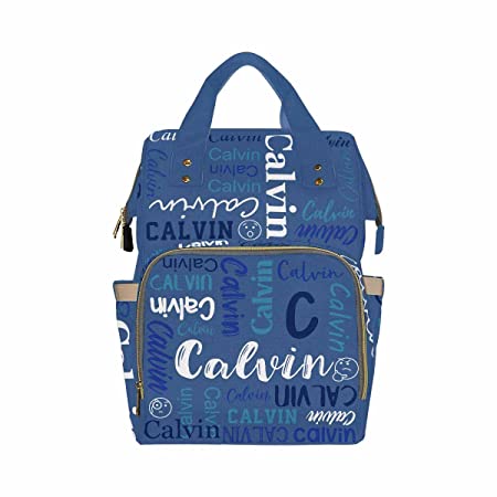 Customized Diaper Bag Backpack, Name Text Logo Navy Blue Personalized Backpack with Text Mummy Nappy Baby Bag School Bag Shoulders Bag Casual Daypack Daycare Bag Travel Bag for Boys Girls