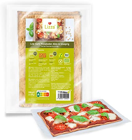 Lizza Low Carb Pizza Base | Organic. Gluten Free. Vegan. High in Protein and Fibre | Suitable for Keto, Low Carb, Diabetic and Vegan Diet | Only 5% Carbohydrates | 2 pcs. per Pack