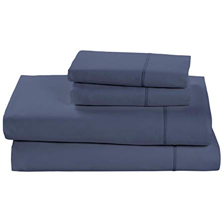 Rivet Soft 100% Percale Cotton Sheet Set, Easy Care, California King, Denim Blue