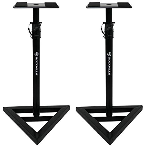 Rockville RVSM1 Pair of Near-Field Studio Monitor Stands with Adjustable Height