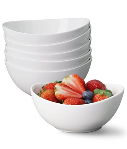 Porcelain Bowls - Set of 6 - 18 Ounce for Cereal, Salad and Desserts, White - by Sweese