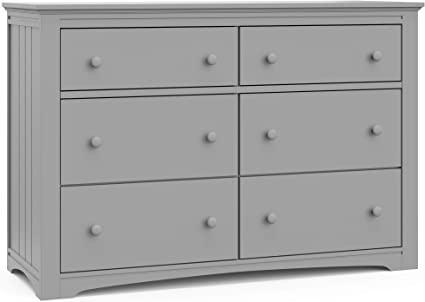 Graco Hadley Nursery Dresser Organizer, Chest 6 Drawers, Universal Design for Children’s Bedroom, Pebble Gray