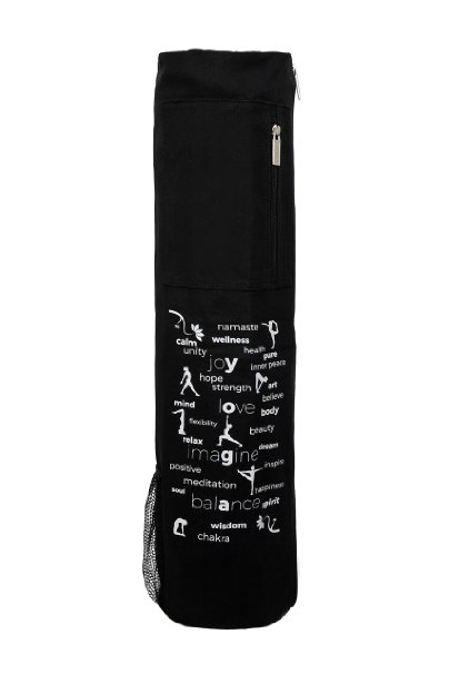 Brando Sports Yoga Mat Bag With Water Bottle Pocket, Full Length Zip, 100% Cotton