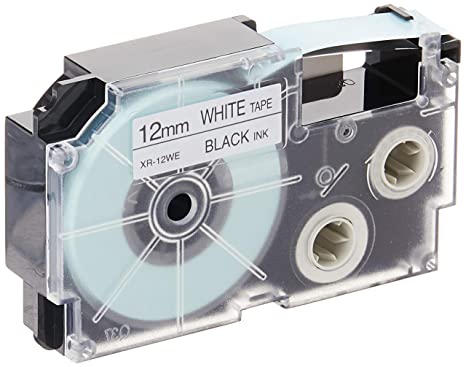 Casio XR-12WE1 Label Printer Tape (Black and White)