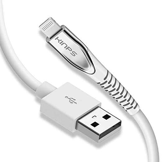 KINPS Apple MFI Certified Lightning Cable 10FT, Upgrade iPhone Charger Cord Compatible with iPhone Xs Max/XS/XR/X/8 Plus/8/7 Plus/7/6S Plu/6Ss, iPad, (White)