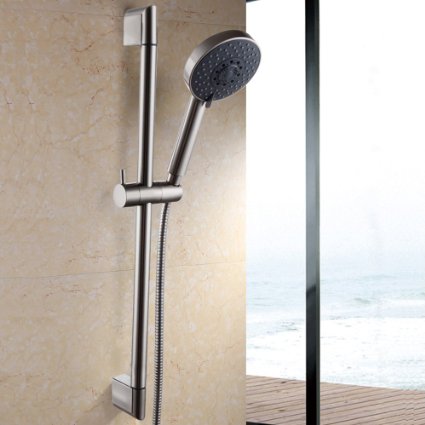 KES F200-2 LP501B-2 Five Function Massaging Hand Shower Head with Adjustable Slide Bar, Brushed Nickel