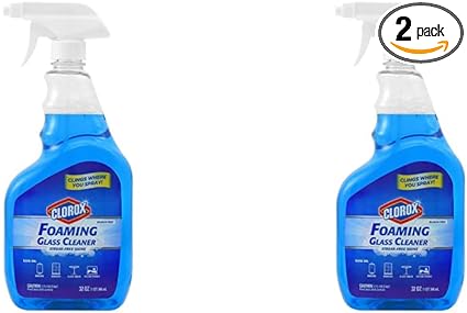 Clorox Foaming Glass Cleaner Trigger Spray | All Purpose Window And Glass Cleaner | Streak|Free, No|Drip Formula Glass Cleaners For The Home Or Office, 32 Ounces (Pack of 2)