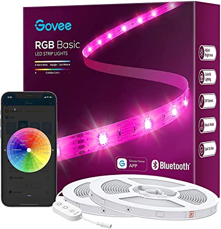 Govee LED Strip Lights 100ft, Bluetooth RGB LED Lights with App Control, Bright 5050 LEDs, 64 Scenes and Music Sync LED Lights Strip for Bedroom, Living Room, Kitchen, Party, ETL Listed Adapter, 2 Rolls of 50ft